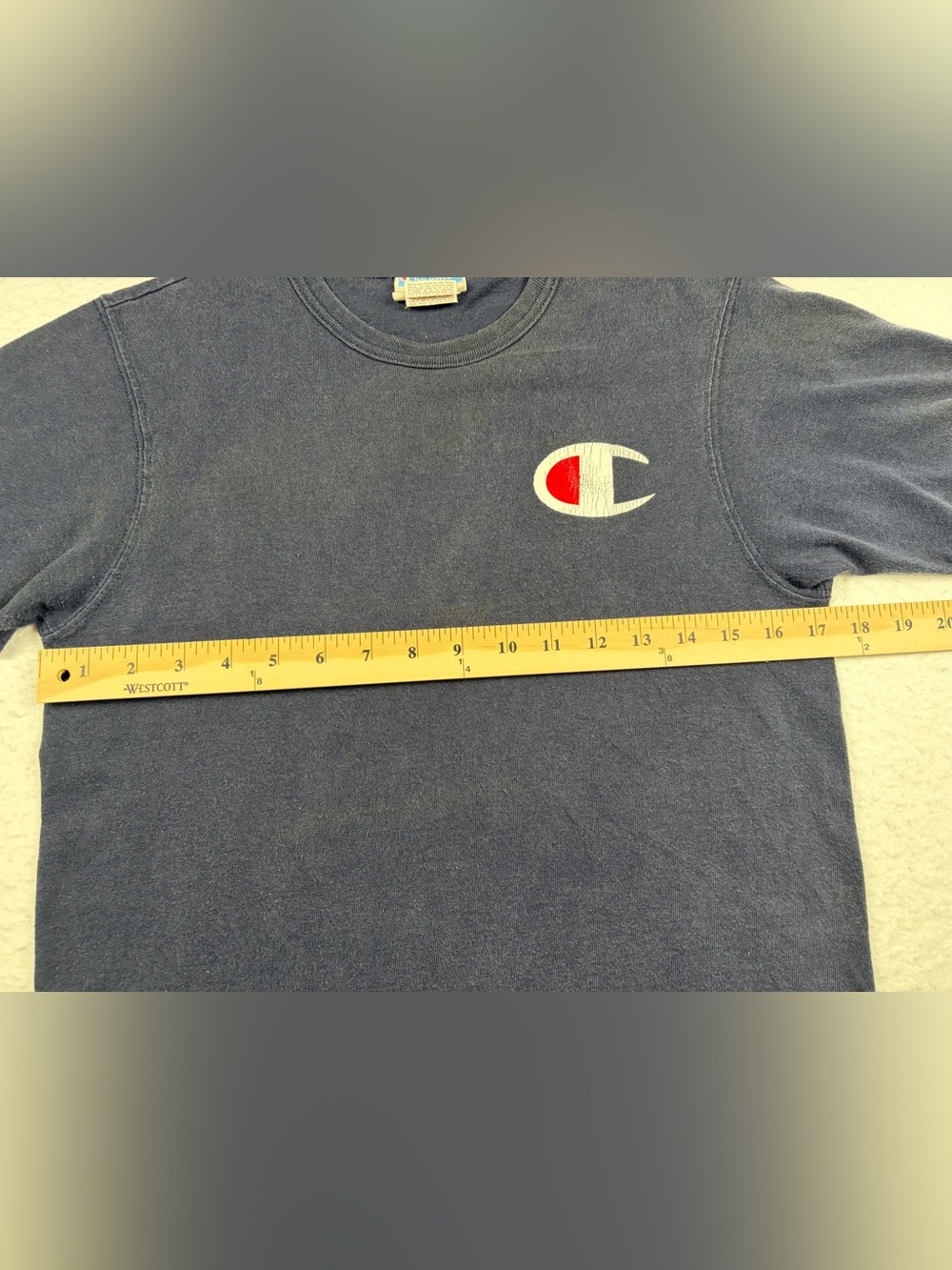VTG‎ 90s Y2K Champion Heritage Big C Logo Navy Blue T-Shirt Men’s Small - Picture 7 of 9